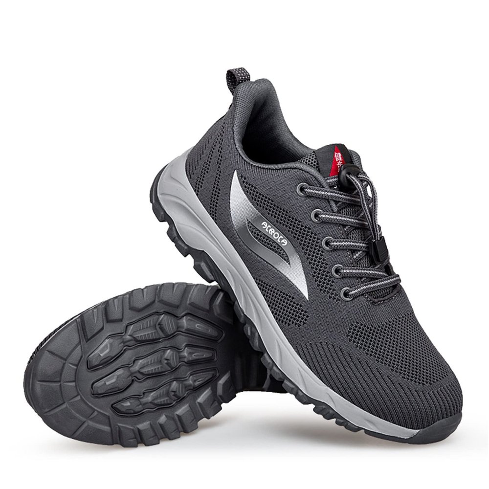 Men's Casual Lace-up Mesh Shoes Knit Lightweight Breathable Fashion Sneaker Fashionable Walking Shoes for Everyday Wear Grey