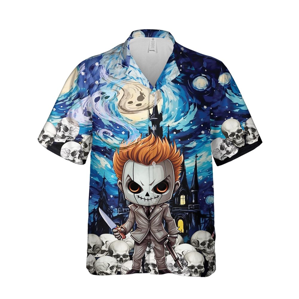 228CLOSET Men's Halloween Character Hawaiian Shirts - Skulls Button Down Mens Hawaiian Shirts Set 63 Size 5XL