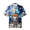 228CLOSET Men's Halloween Character Hawaiian Shirts - Skulls Button Down Mens Hawaiian Shirts Set 63 Size 5XL view 1