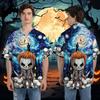 228CLOSET Men's Halloween Character Hawaiian Shirts - Skulls Button Down Mens Hawaiian Shirts Set 63 Size 5XL view 2