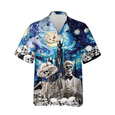 228CLOSET Men's Groom Bride Hawaiian Shirts - Skeletons Button Down Mens Hawaiian Shirts Set 63 Size 2XL