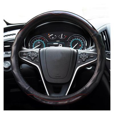 FUERU Car Steering Wheel Cover Set Car Steering Wheel Cover Four Seasons Leather Comfort Shock-Absorbing Car Interior Accessories (Color : 1#)