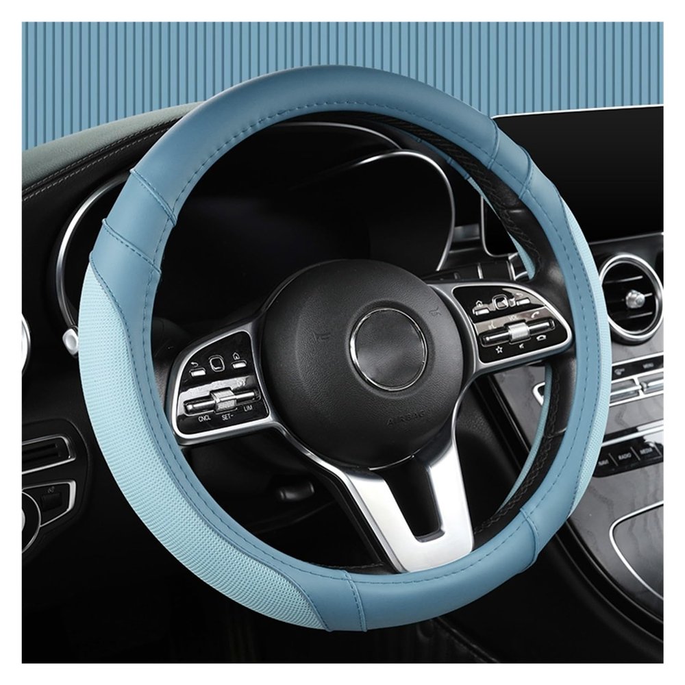 FUERU Car Steering Wheel Cover Set Car Steering Wheel Cover Leather Spelling Ice Silk Soft Skin-Friendly Exquisite Car Interior (Color : 7#)