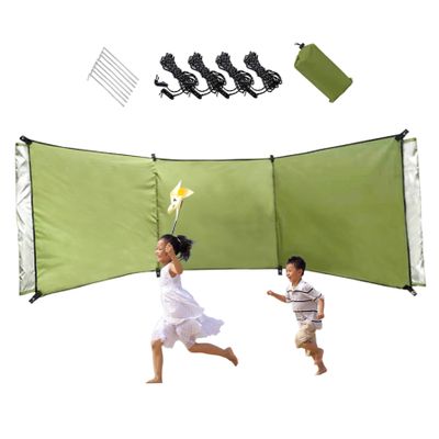 Ckuakiwu Windscreen Privacy Wind Blocker,Wind Breaker Beach Garden Windbreak for Camping 98.43X27.56 in Caravan Sun Screen Shelter Tall Wind Break with Gound Pegs, Rope and Storage Bag No Poles