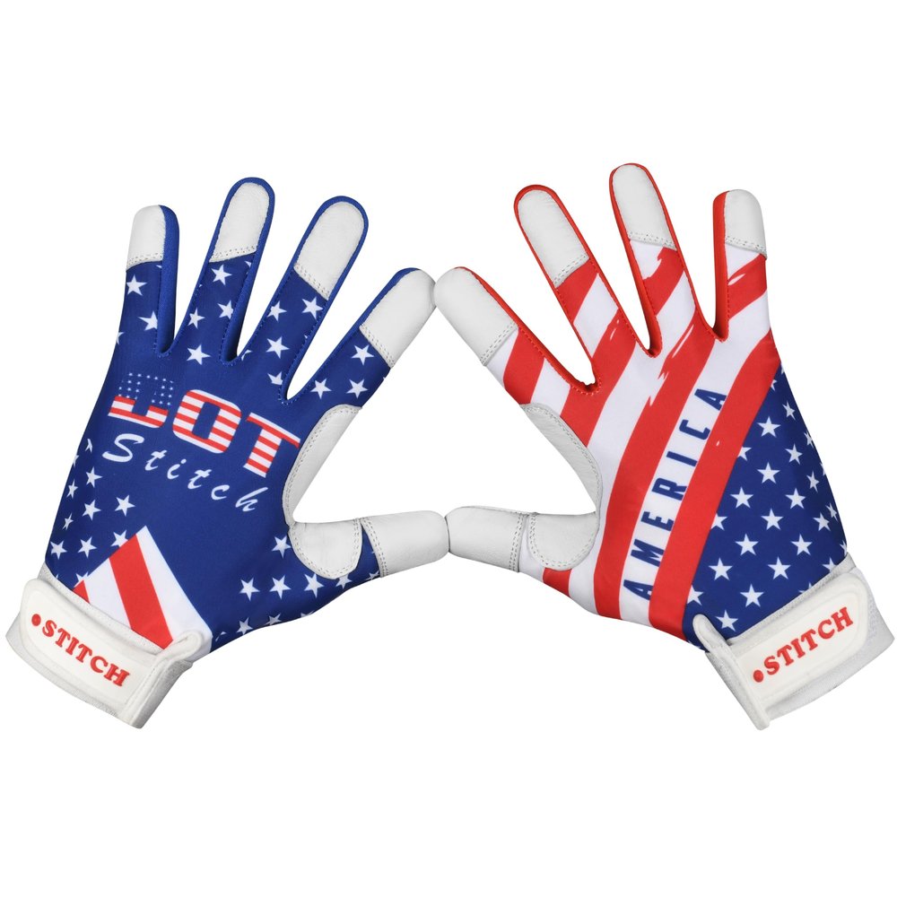 Dot Stitch Batting Gloves Softball Batting Gloves American Flag Baseball Gloves Men USA Flag Baseball for Youth Adult & Unisex (American, Youth Large)