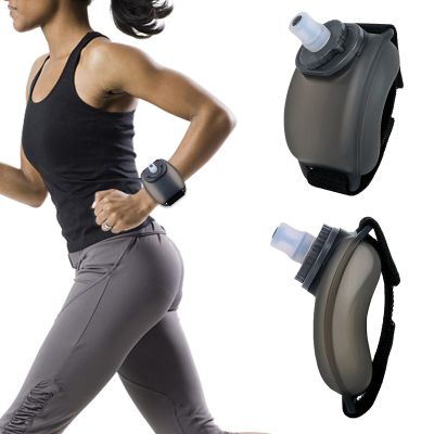 AVZXXKUF Sports Wrist Water Bottle,Hand-Free Adjustable Wrist Water Bottles,Wearable and Leak-Proof Silicone Sports Water Bottle for Running Cycling Climbing and Outdoor Activity(Black)