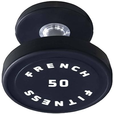 French Fitness Urethane Round Pro Style Dumbbell - Premium Hand Weights for Strength Training (Single, 50 lbs)