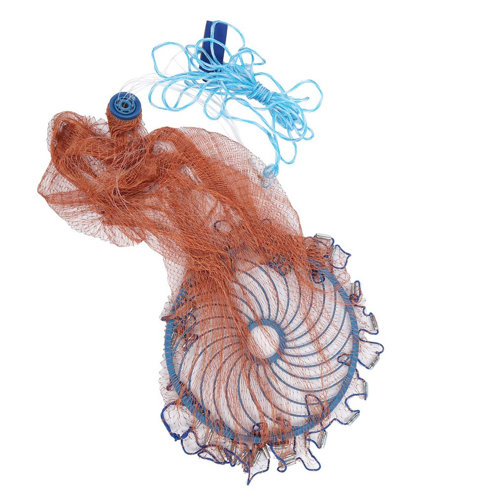 240Cm Cast Net, Nylon Robust Aluminum Annulus Hand Cast Net Fishing Net, Strong Practicability Not Twisted Distributed Evenly Saltwater Fishing Gear, for Freshwater