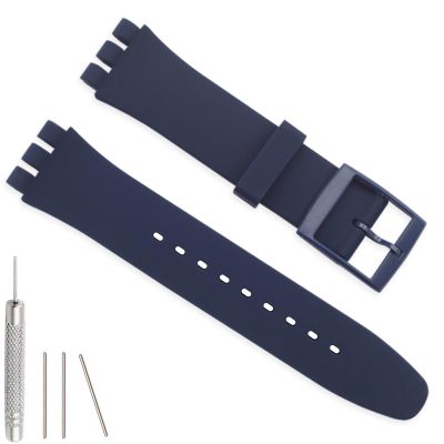 Hijiawee Silicone Band for Swatch 17mm 19mm 20mm, Replacement Waterproof Wristband Watch Strap for Swatch 20mm/19mm/17mm for Women Men (20mm, Darkblue)