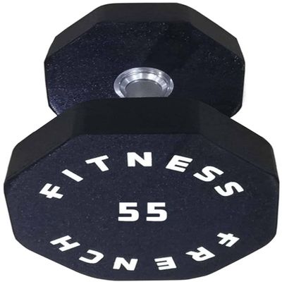 French Fitness Urethane 8 Sided Hex Dumbbell 55 lbs (Single) - Premium Hand Weights for Strength Training