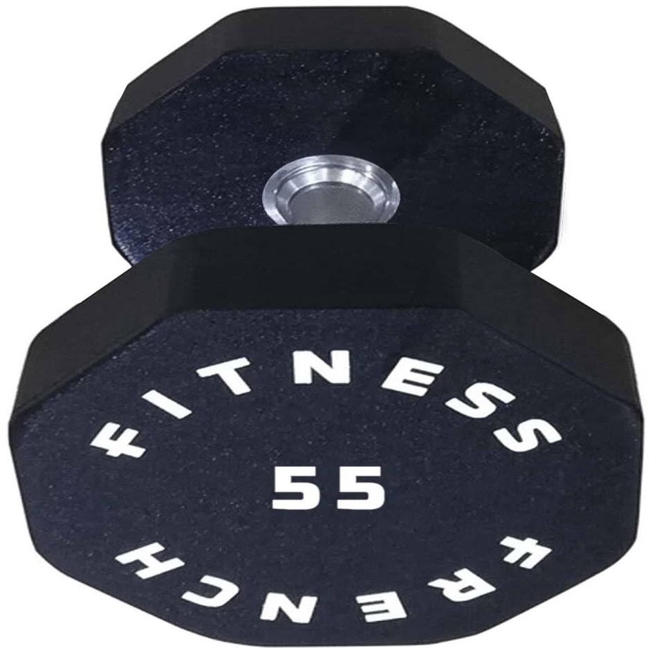 French Fitness Urethane 8 Sided Hex Dumbbell 55 lbs (Single) - Premium Hand Weights for Strength Training