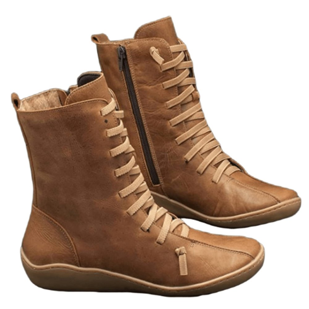 Ladmiple Cowboy Boots For Women Wide Calf Brown Women Cowgirl Cowboy Western Ankle Boots Round Toe Short Booties Fashion Classic Retro Casual High Top Combat Walking Shoes