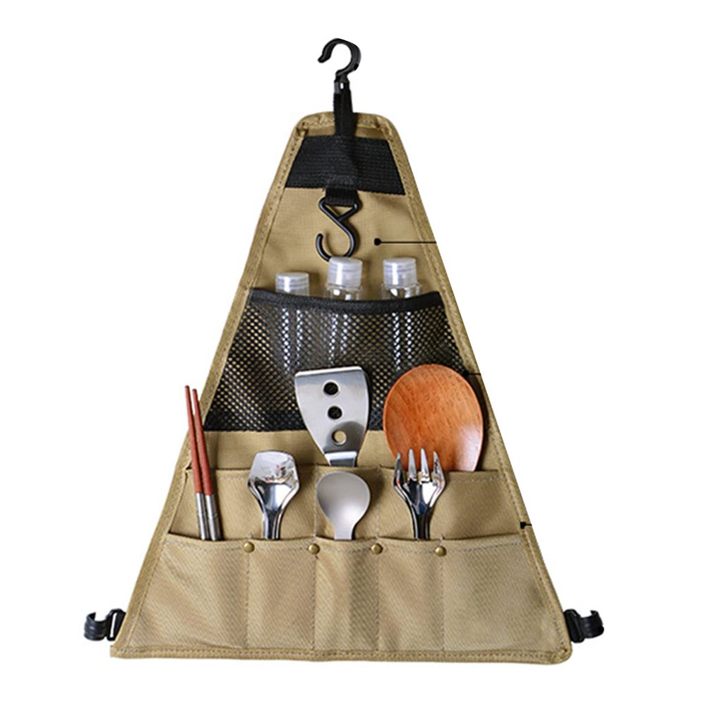 LSFYYDS Camping Storage Bag, Portable Triangle Oxford Cloth Storage Bag Hanging Bag for Outdoor Travel Camping Lightweight Travel Bags Equipped with Plastic Clips for Camping(L)