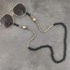 Handmade Wooden Beads Eyewears Chains Black Beaded Sunglass Eyeglass Lanyards Cord Holder Glasses Ropes (Color : Yellow Silver) view 2