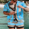 Men Hawaiian Sets Summer Golden Horse Printing Beach Short Sleeve Shirt Shorts Casual Trip Piece Suit s10 S view 2