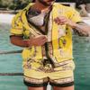 Men Hawaiian Sets Summer Golden Horse Printing Beach Short Sleeve Shirt Shorts Casual Trip Piece Suit s10 S view 3