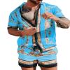 Men Hawaiian Sets Summer Golden Horse Printing Beach Short Sleeve Shirt Shorts Casual Trip Piece Suit s10 S view 4
