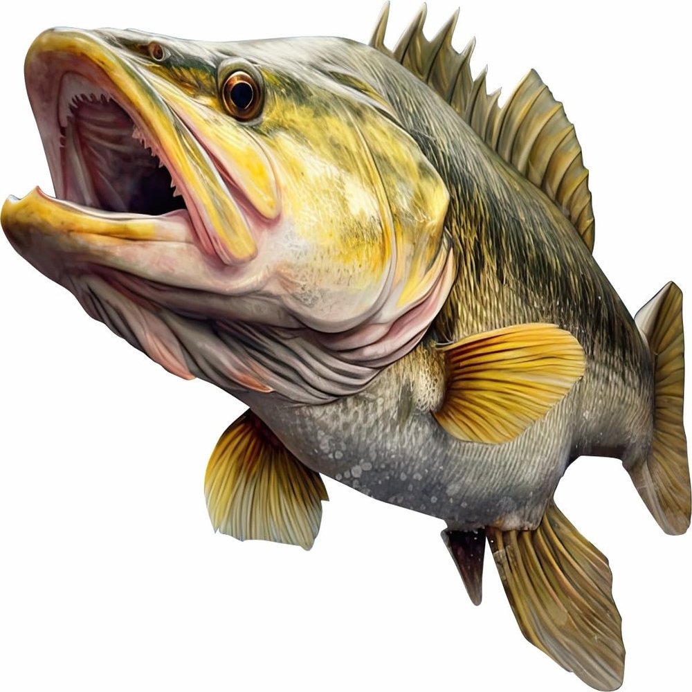 Walleye 2.0 Beautiful Fish Decal | Fishing Decal for Boat, Car, Vehicle, Truck Etc. | Waterproof Vinyl Sticker | Many Sizes & Styles Available | 12" to 40" by Digital Fish Art (Large, Position 2R)