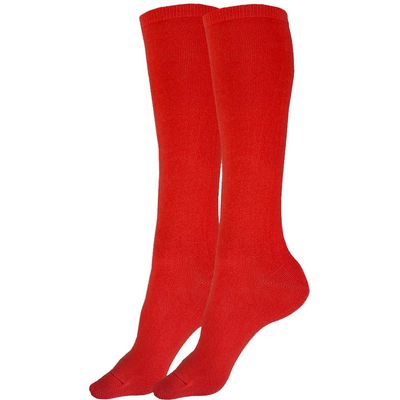 juDanzy Solid Knee High Socks for Sports or School Uniforms (Large, Red)