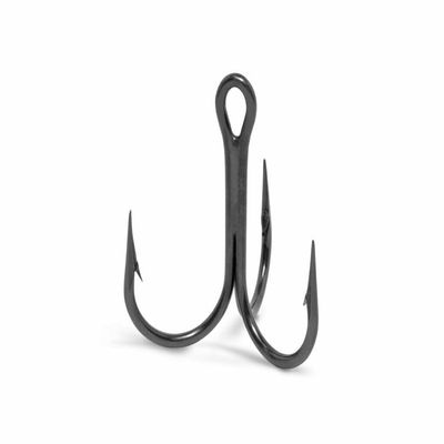 100 Pack VMC 9651BN #3/0 X-SHORT-ROUND-1XSTRONG Treble Hook-Black Nickel/Size#2