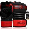 MoneyFyte Crown MMA Gloves for Men & Women Martial Arts Punching Bag Gloves, UFC Grappling Fighting & Kickboxing Gloves Pre-Curved Half Finger Boxing Sparring Glove (Red, S) view 1