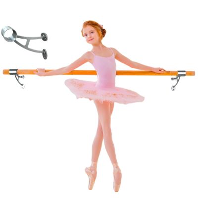 Balanoire Ballet Barre 12 FT Long 2.0 Diameter for Kids and Adults, Premium American Wood Wall Mounted Ballet Bar Home/Studio Ballet Barre Dance Equipment Ballet Training Barre Silver (A) Brackets