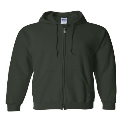 Gildan Adult Fleece Zip Hooded Sweatshirt, Style G18600, Forest Green