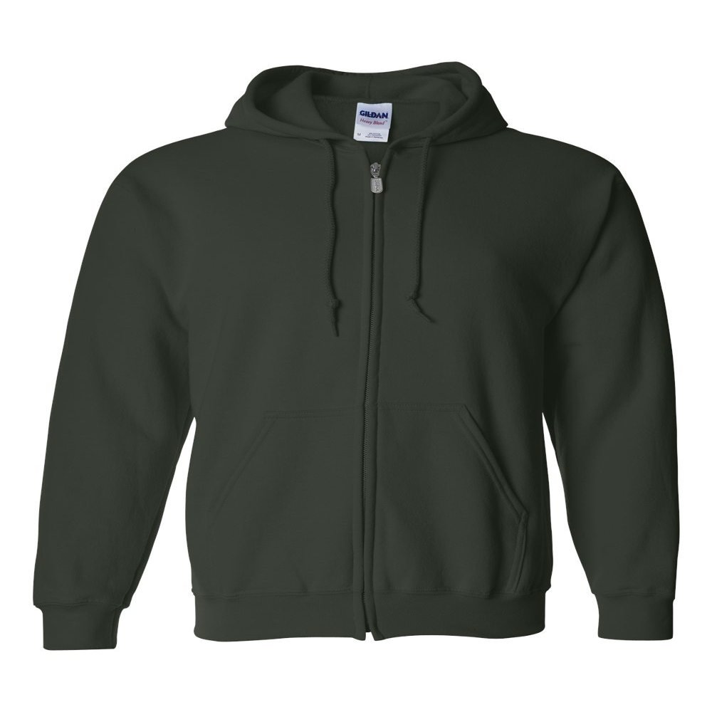 Gildan Adult Fleece Zip Hooded Sweatshirt, Style G18600, Forest Green