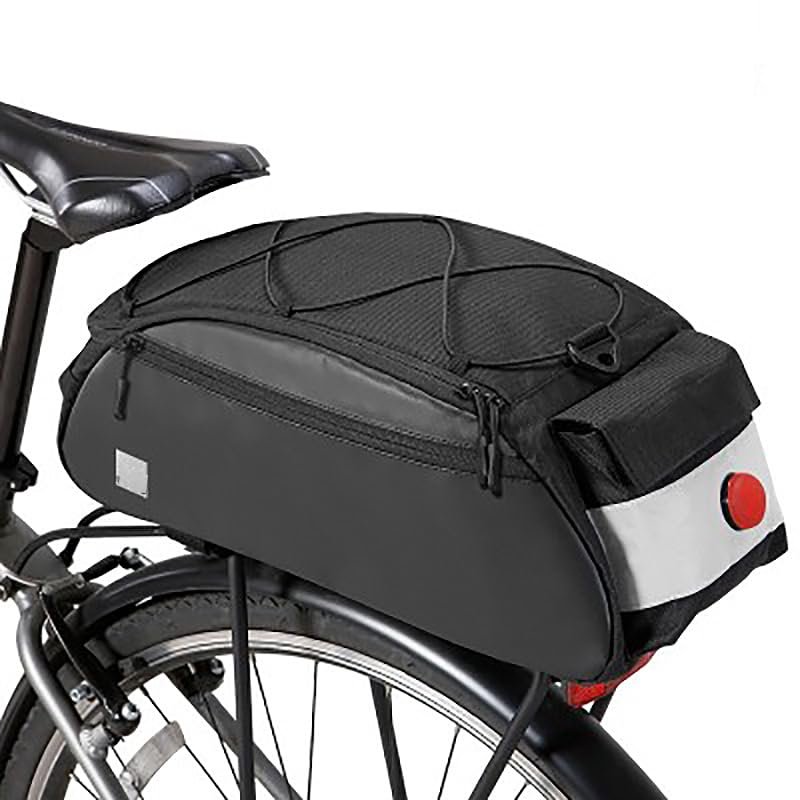 AWKSPORTS Bike Bag Rear Rack with Light, 10L Bicycle Trunk Bag Bike Pannier Bicycle Rear Carrier Bag with Shoulder Strap for MTB Bike Outdoor Traveling Cycling (10L)