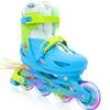 Besketo Light up Inline Skates for Girls Boys, 4 Size Adjustable Roller Shoes with Full Illuminating Wheels for Kids, Hard Shell Roller Skates for Beginner Children Teens & Adult Youth - M J13-3 US view 1