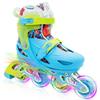 Besketo Blue Graffiti Light up Inline Skates for Girls Boys, 4 Size Adjustable Roller Shoes with Full Illuminating Wheels for Kids, Blades Roller Skates for Beginner Teens & Adult Youth - S J9-J12 US view 1