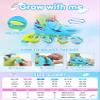 Besketo Blue Graffiti Light up Inline Skates for Girls Boys, 4 Size Adjustable Roller Shoes with Full Illuminating Wheels for Kids, Blades Roller Skates for Beginner Teens & Adult Youth - S J9-J12 US view 2