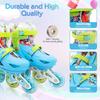 Besketo Blue Graffiti Light up Inline Skates for Girls Boys, 4 Size Adjustable Roller Shoes with Full Illuminating Wheels for Kids, Blades Roller Skates for Beginner Teens & Adult Youth - S J9-J12 US view 3
