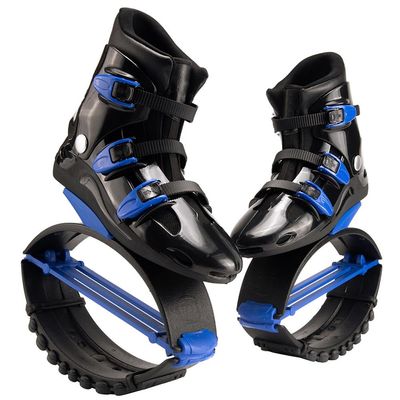 Kangaroo Jumping Shoesin Running Boots, Bounce Jump Shoes for Indoor/Outdoor Sports, Adult Teen Kids Anti-Gravity Sports Boots (Color : Black Blue, Size : 42-44)