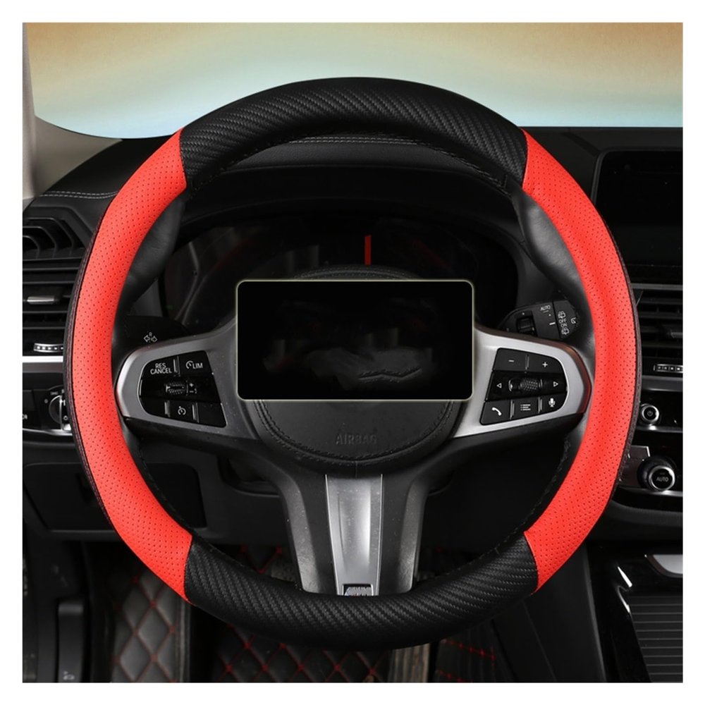 FUERU Car Steering Wheel Cover Set Car Steering Wheel Cover Fashion Carbon Fiber Four Seasons Available Car Interior Gifts (Color : 2#)