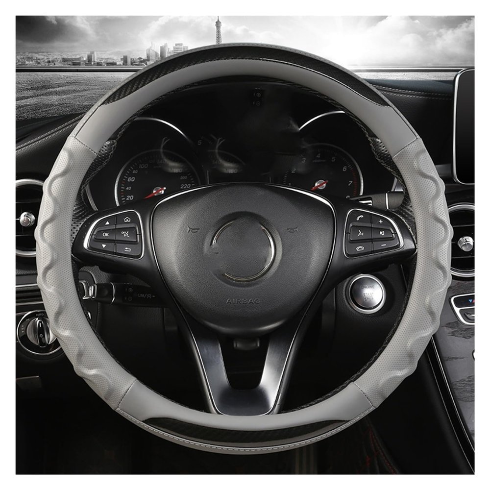 FUERU Car Steering Wheel Cover Set Car Steering Wheel Cover Carbon Fiber Breathable Linen Comfortable and Durable Car Interior (Color : 6#)