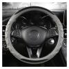 FUERU Car Steering Wheel Cover Set Car Steering Wheel Cover Carbon Fiber Breathable Linen Comfortable and Durable Car Interior (Color : 6#) view 1