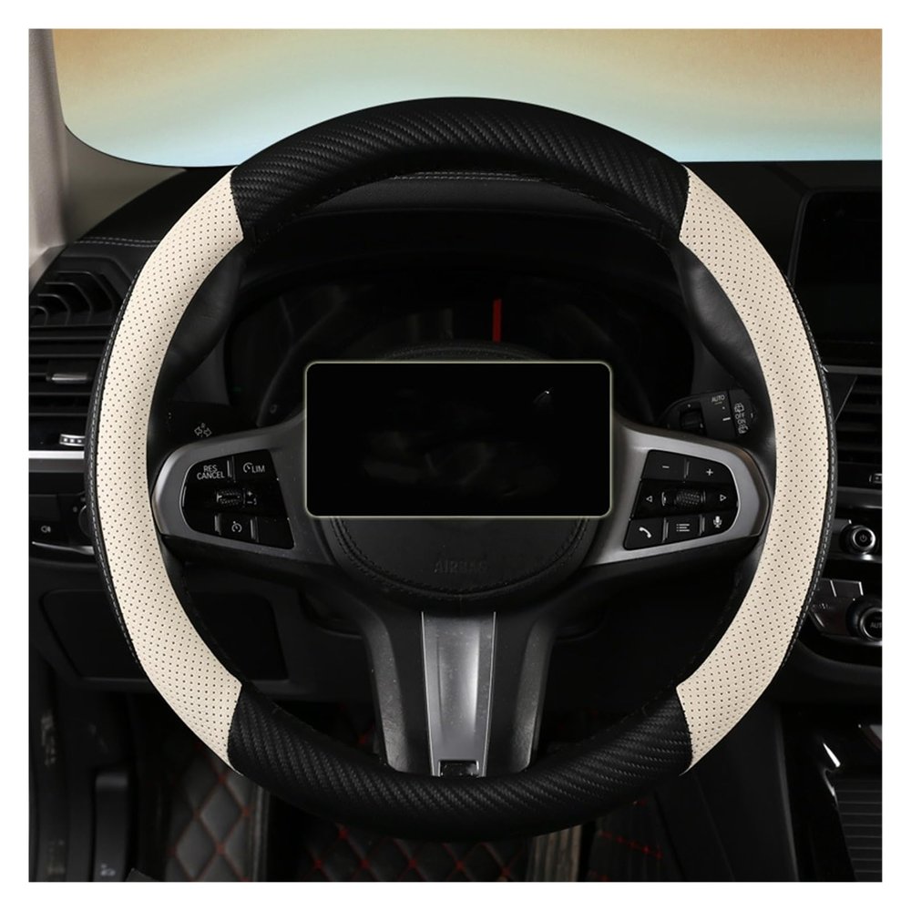 FUERU Car Steering Wheel Cover Set Car Steering Wheel Cover Fashion Carbon Fiber Four Seasons Available Car Interior Gifts (Color : 5#)