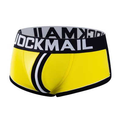JOCKMAIL Men's Cotton Boxer Underwear Jockstrap Bottomless Mens Backless Trunks Brief Shorts (as1, alpha, x_l, regular, regular, Yellow)