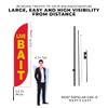 Bait Feather Flag(11.5Feetx2.5Feet) By Dreamcontroller For Business Outside With Optional Add-On Pole(15Feet) and Groundspike | Custom Swooper Flag | Made In Usa view 3