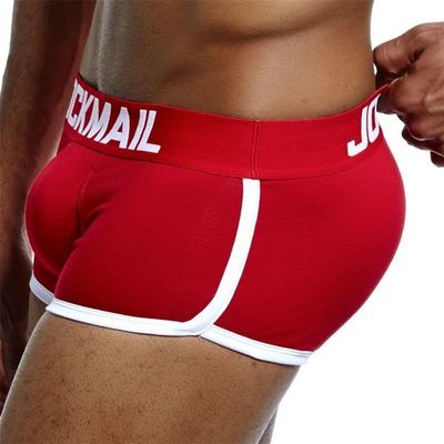 JOCKMAIL Mens Padded Boxer Brief Underwear with Hip Pad Enhancing Buttcocks Boxer Shorts (as1, alpha, m, regular, regular, Red)