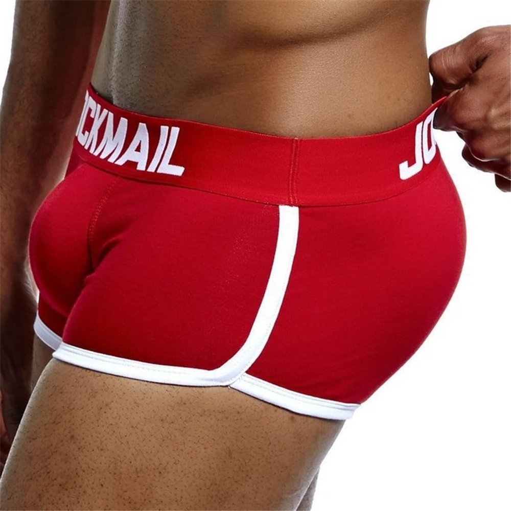 JOCKMAIL Mens Padded Boxer Brief Underwear with Hip Pad Enhancing Buttcocks Boxer Shorts (as1, alpha, m, regular, regular, Red)