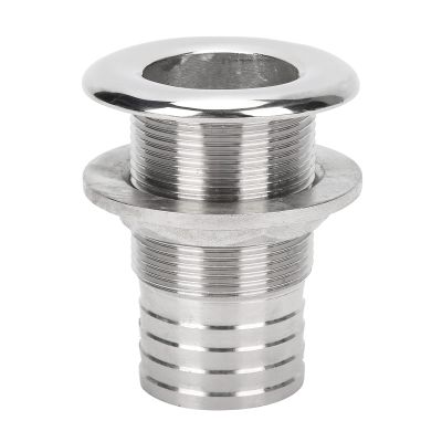 316 Stainless Steel Thru Hull Fitting for Marine Boat Drainage - Hose Connector, Straight Drain Plug for Yacht, Sailboat, RV Water System1-1/2 Inch 