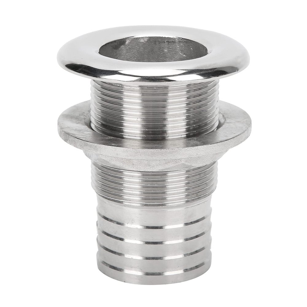 316 Stainless Steel Thru Hull Fitting for Marine Boat Drainage - Hose Connector, Straight Drain Plug for Yacht, Sailboat, RV Water System1-1/2 Inch 