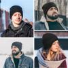 AGLIFEFY Winter Beanie Acrylic Knit Cuffed Plain Hats Skull Cap Warm Beanies for Men Women White view 4
