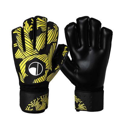 ALTALIVA Breathable Pro-Tek Fingersaves Soccer Football Goalie Goalkeeper Training Gloves Embossed Anti-Slip Latex Adjustable Wristband for Youth Adults Boy (yellow,#7)