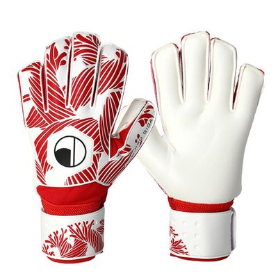 ALTALIVA Breathable Pro-Tek Fingersaves Soccer Football Goalie Goalkeeper Training Gloves Embossed Anti-Slip Latex Adjustable Wristband for Youth Adults Boy (red,#9)