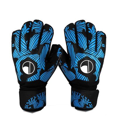ALTALIVA Breathable Pro-Tek Fingersaves Soccer Football Goalie Goalkeeper Training Gloves Embossed Anti-Slip Latex Adjustable Wristband for Youth Adults Boy (Blue,#7)