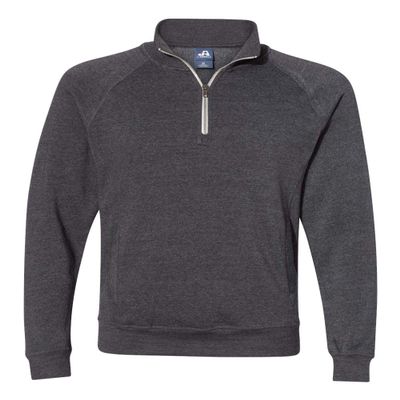 J. America Mens Triblend Quarter-Zip Sweatshirt, L, Smoke Triblend