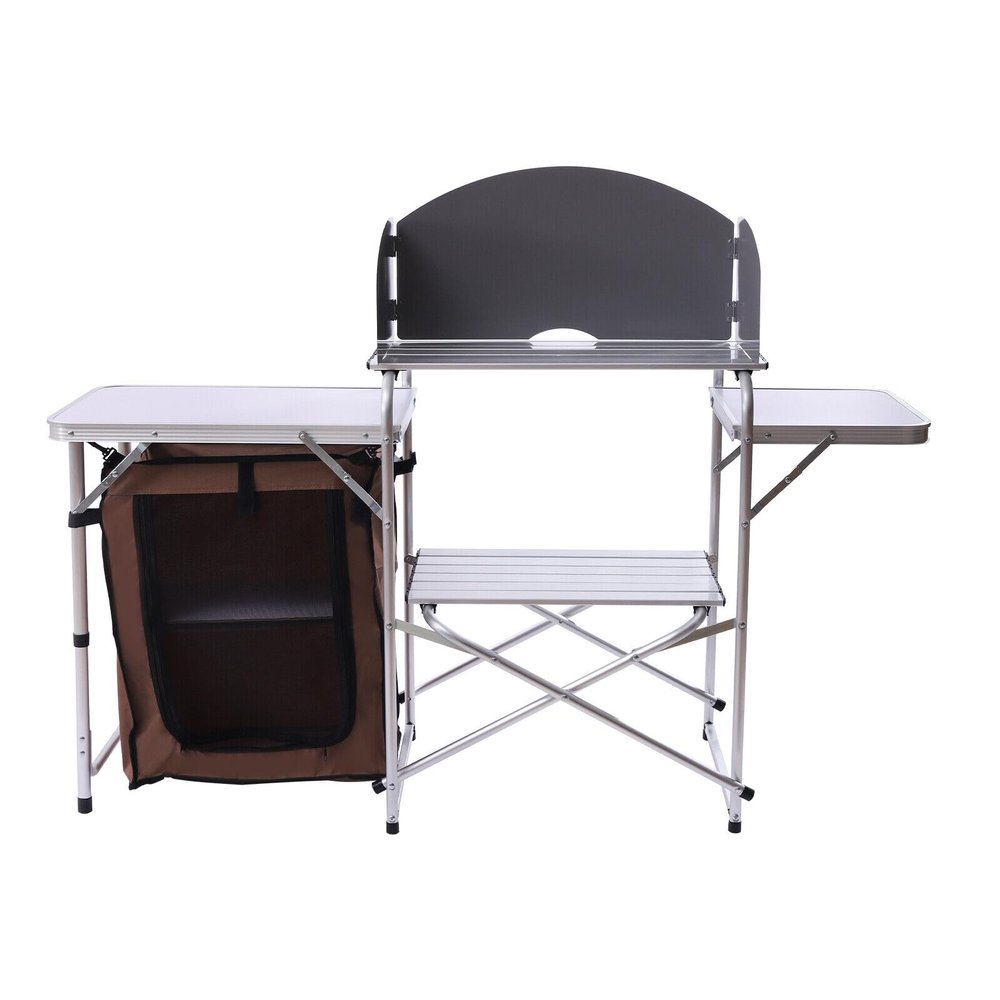 Camping Cooking Table Folding Outdoor Kitchen Picnic Cabinet